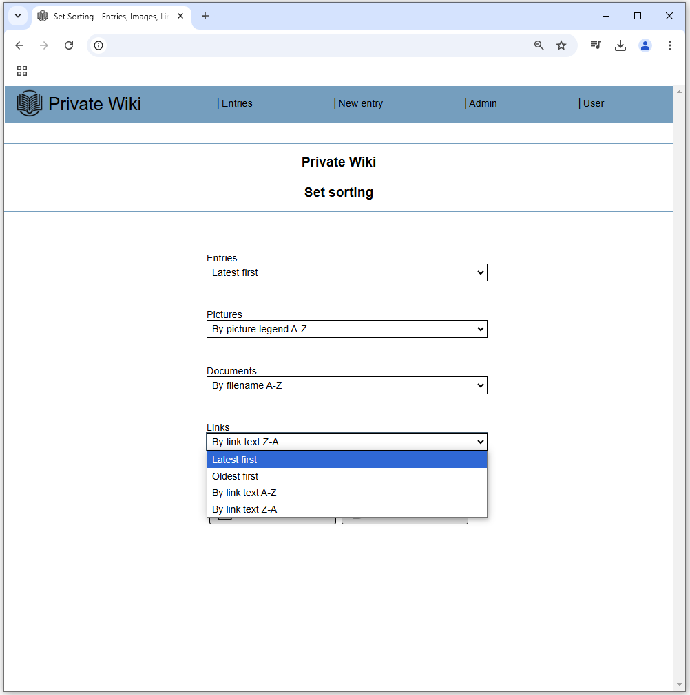 Preferred sorting order